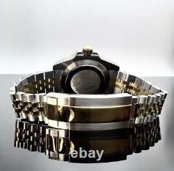 Custom 40mm GMT Style Two Tone Gold Mod Watch with NH34 Automatic Movement