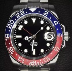Custom 40mm Pepsi GMT Style Dive Mod Watch with NH34 Automatic Mechanical