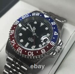 Custom 40mm Pepsi GMT Style Sub Mod Watch Jubilee with NH34 Automatic