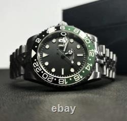 Custom 40mm Righty Sprite GMT Style Mod Watch with NH34 Automatic Movement