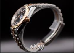 Custom Built GMT Automatic Date Watch NH34 Two Tone Fluted Bezel