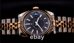 Custom Built GMT Automatic Date Watch NH34 Two Tone Fluted Bezel