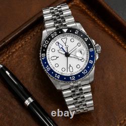 Custom Built GMT Diver Watch NH35 Automatic White Dial 40mm Steel