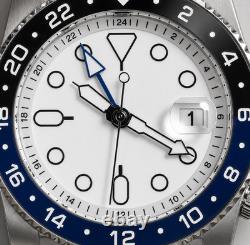 Custom Built GMT Diver Watch NH35 Automatic White Dial 40mm Steel