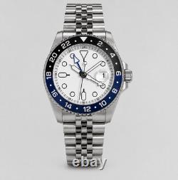 Custom Built GMT Diver Watch NH35 Automatic White Dial 40mm Steel