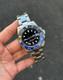 Custom Built GMT NH34 Automatic Black Dial Blue Bezel Steel 40mm Watch