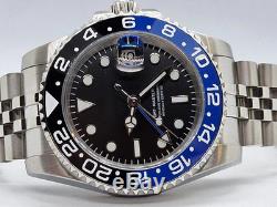 Custom Built GMT NH34 Automatic Black Dial Blue Black Bezel Jubilee 40mm