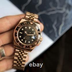 Custom Built GMT NH34 Rose Gold Automatic Black Dial Jubilee 40mm Watch