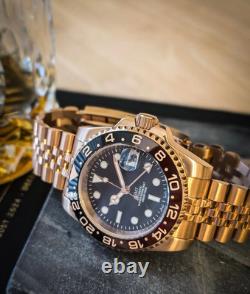 Custom Built GMT NH34 Rose Gold Automatic Black Dial Jubilee 40mm Watch