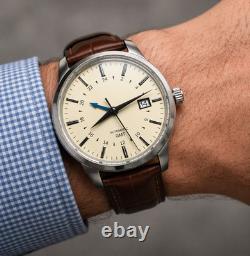 Custom Built GMT Watch NH35 Automatic Cream Dial 40mm Steel
