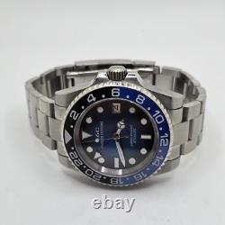 Custom Hand-Built Automatic Watch 40mm Batman Blue Ombre GMT