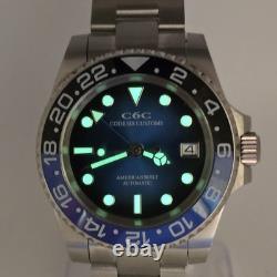 Custom Hand-Built Automatic Watch 40mm Batman Blue Ombre GMT