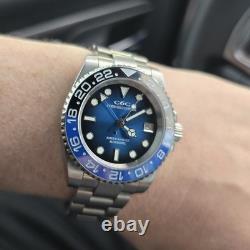 Custom Hand-Built Automatic Watch 40mm Batman Blue Ombre GMT