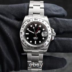 Custom Made 40mm Black Explore 2 GMT Diver Mod Watch with NH34 Movement