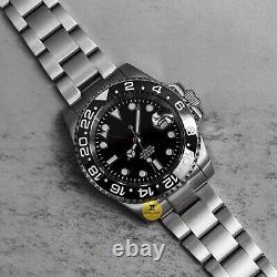 Custom Made 40mm Black GMT Custom Sub Diver Style Mod Watch with NH34 Movement