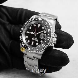 Custom Made 40mm Black GMT Custom Sub Diver Style Mod Watch with NH34 Movement