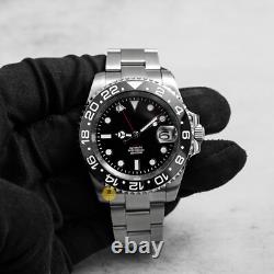 Custom Made 40mm Black GMT Custom Sub Diver Style Mod Watch with NH34 Movement