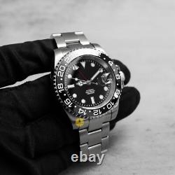 Custom Made 40mm Black GMT Custom Sub Diver Style Mod Watch with NH34 Movement