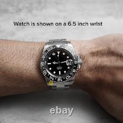 Custom Made 40mm Black GMT Custom Sub Diver Style Mod Watch with NH34 Movement