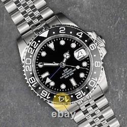 Custom Made 40mm Black GMT Custom Sub Style Mod Watch Jubilee with NH34 Movement