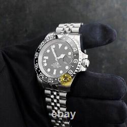 Custom Made 40mm Black GMT Custom Sub Style Mod Watch Jubilee with NH34 Movement