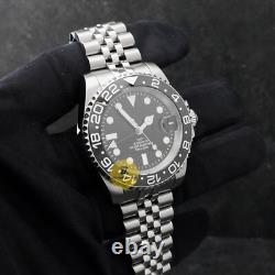 Custom Made 40mm Black GMT Custom Sub Style Mod Watch Jubilee with NH34 Movement