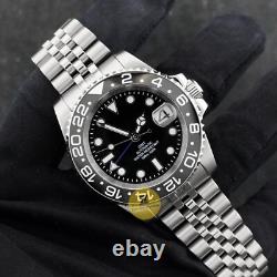 Custom Made 40mm Black GMT Custom Sub Style Mod Watch Jubilee with NH34 Movement