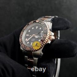 Custom Made 40mm Rose Gold Diver Sub GMT Style Mod Watch with NH34 Movement