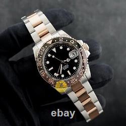 Custom Made 40mm Rose Gold Diver Sub GMT Style Mod Watch with NH34 Movement