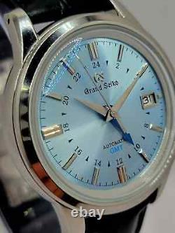 Custom Mod (grand Seiko Elegance Gmt) Blue Dial Leather Strap Nh34a New