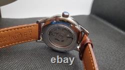 Custom Mod (grand Seiko Elegance Gmt) Blue Dial Leather Strap Nh34a New