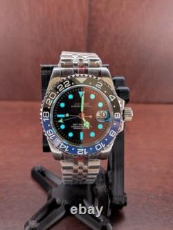 Custom Seikomod Seikmod GMTEIKO Batman Black Dial Sapphire NH34 GMT