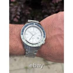 DAMAGED Bezel Custom NH34 Mod Watch Automatic GMT 44mm White Pearl Dial Sapphire