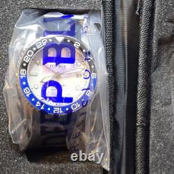 Deep Blue Men's Master 1000 GMT Automatic Watch White Dial 40mm
