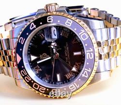 Dwellingham Men's Apollo 40mm GMT Automatic, 904L Steel/Rose Gold, Shark Hand