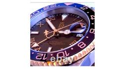 Dwellingham Men's Apollo 40mm GMT Automatic, 904L Steel/Rose Gold, Shark Hand