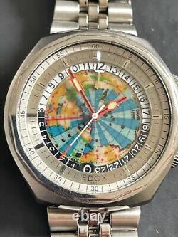 EDOX GEOSCOPE 42 world time GMT Ref. 200170 cal. 2774 1970s
