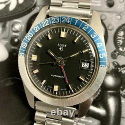 ELGIN Swiss 60s Vintage Rarely Seen GMT Computer Automatic Pilot Watch AS1902/03