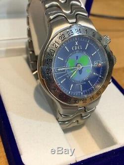 Ebel Sport Wave Meridian World Time GMT Stainless Steel Automatic Mens Watch