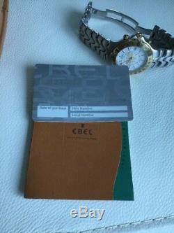 Ebel Sportwave GMT Meridian Worldtime 18K Solid Gold & Stainless Box Papers EUC