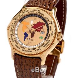 Ebel Voyager Rare GMT World Time 18K Yellow Gold Automatic Watch Mens Solid