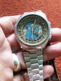 Edox Geoscope Automatic World Time 24 Hour Map Dial Swiss 2774 See Video