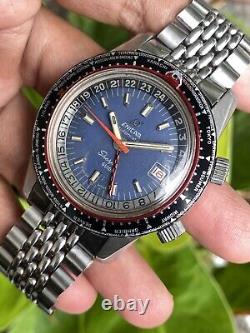 Enicar Sherpa Guide 600 GMT/World Time 1960s Rare Blue Dial Great Condition