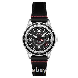 FLYBOY AIRMASTER GMT AUTOMATIC Black / Leather Black Dial Wristwatch AV-4128-0
