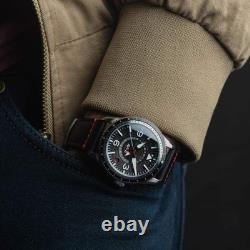 FLYBOY AIRMASTER GMT AUTOMATIC Black / Leather Black Dial Wristwatch AV-4128-0