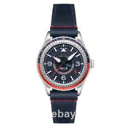 FLYBOY AIRMASTER GMT AUTOMATIC Blue / Leather Blue Dial Wristwatch AV-4128-04