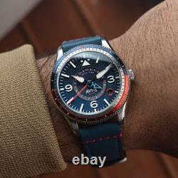 FLYBOY AIRMASTER GMT AUTOMATIC Blue / Leather Blue Dial Wristwatch AV-4128-04