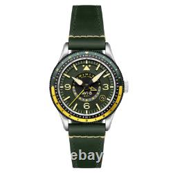 FLYBOY AIRMASTER GMT AUTOMATIC Green / Leather Green Dial Wristwatch AV-4128-0