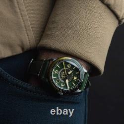 FLYBOY AIRMASTER GMT AUTOMATIC Green / Leather Green Dial Wristwatch AV-4128-0