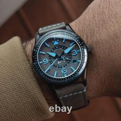 FLYBOY AIRMASTER GMT AUTOMATIC Grey / Leather Grey Dial Wristwatch AV-4128-05